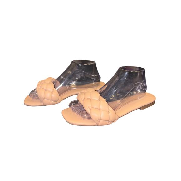 Express Cream/Beige Braided Flat Sandals Sz 8 - Picture 2 of 6